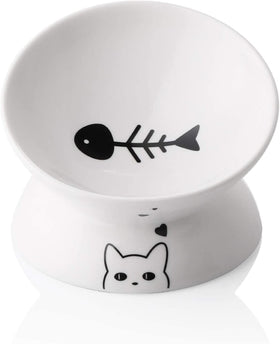 Cuencos de cerámica elevados para gatos, comederos o bebederos inclinados para gatos.